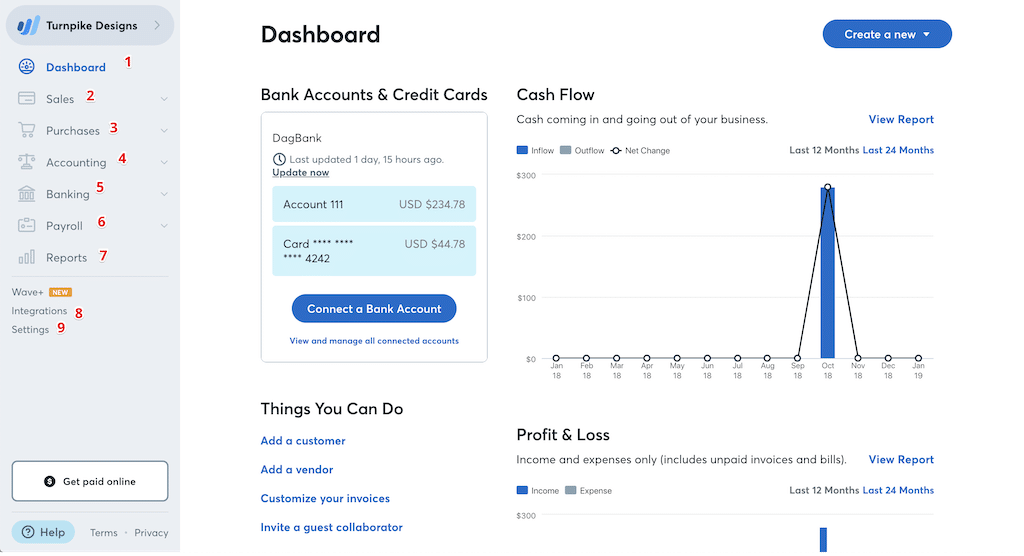 wave accounting dashboard